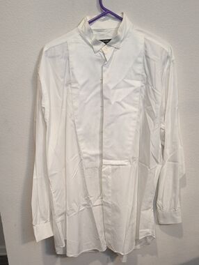 Gitman Brothers White Long-Sleeve Dress Shirt with Tuxedo Bib 16-34